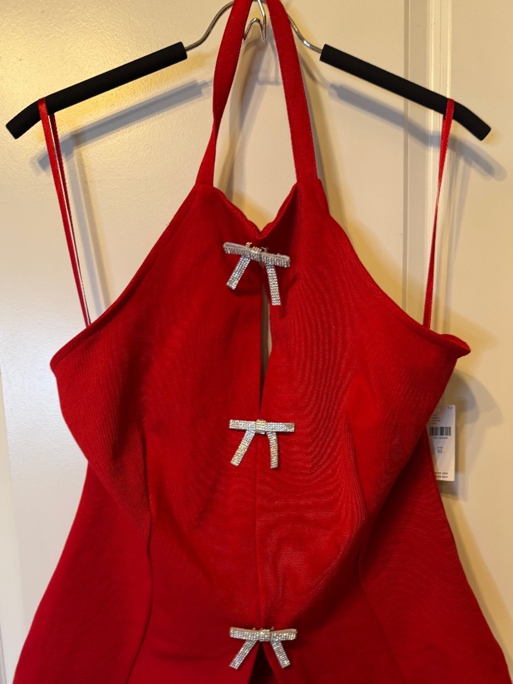 Maeve by Anthropologie Red Rhinestone Bow Halter Top NWT Size XL